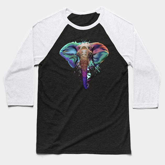 Splash Art Elephant T Shirt | Gifts for Elephant lovers Baseball T-Shirt by Madfido